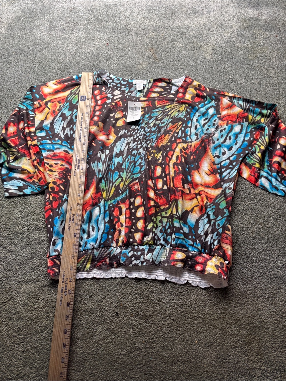 Chico's Multicolor Butterfly-Print Cropped Top